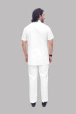 Men's White Half Sleeve Cotton Kurta - view 4