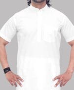 Men's White Half Sleeve Cotton Kurta - view 5