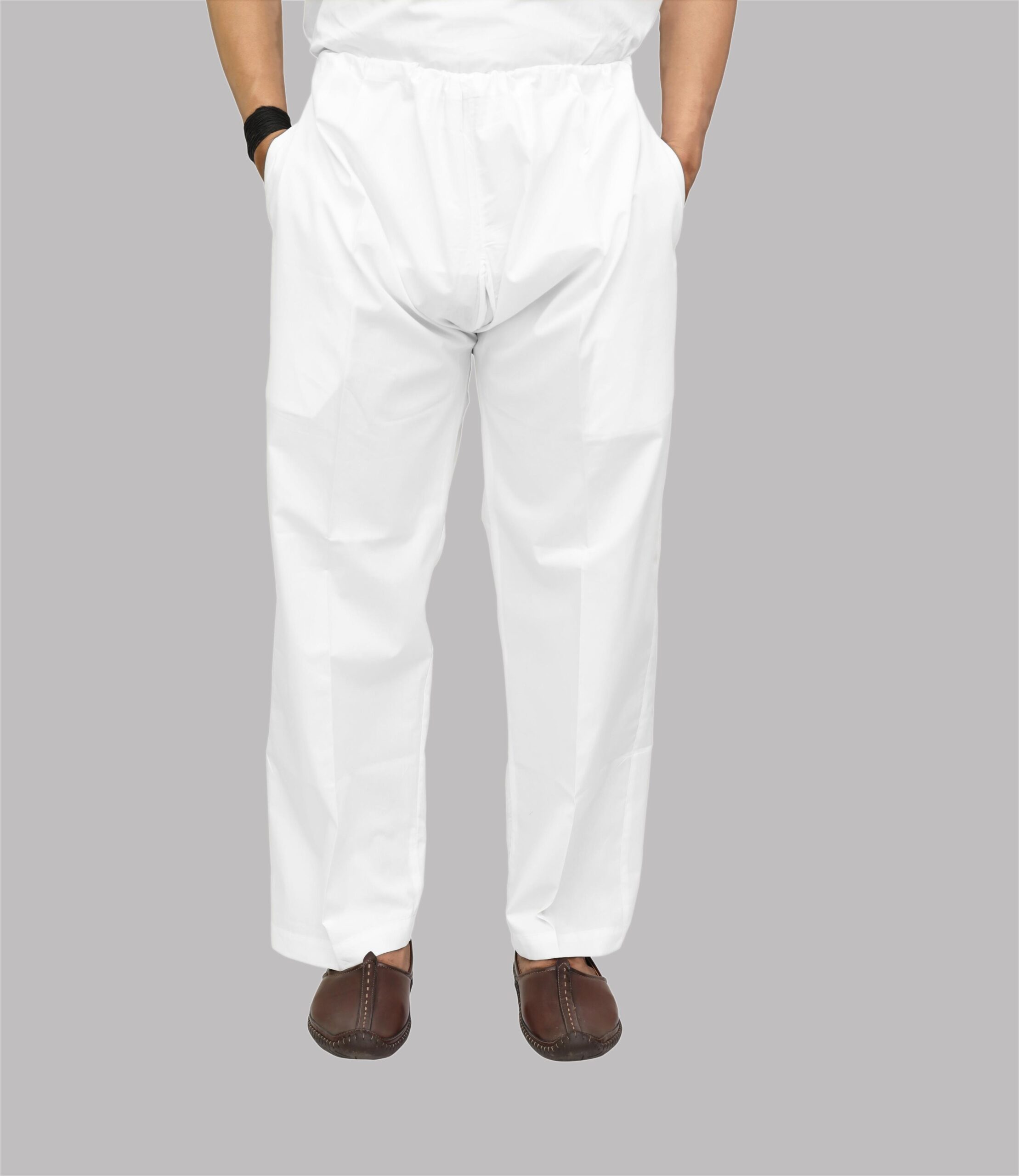 0I6A8071 Loose Fit Cotton Pyjama for Men – White Straight Cut with Big Mori and Side Pockets - Image 1