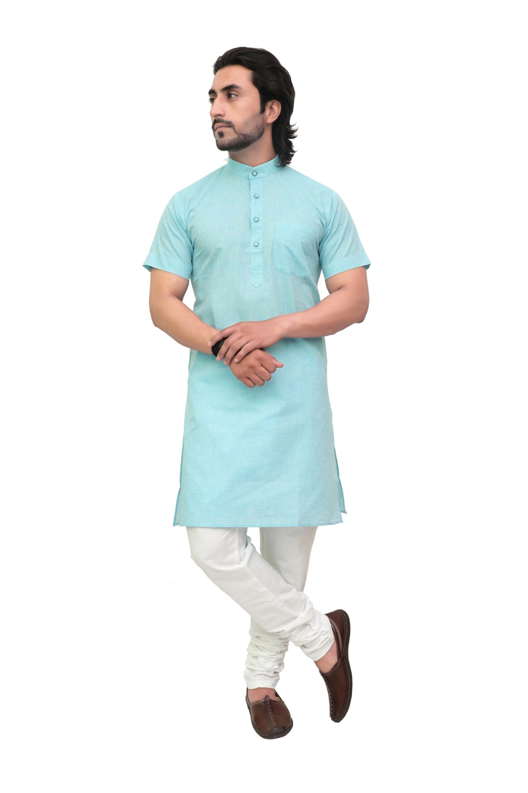 0I6A8141 Colored Modi Kurta For Men's – Traditional Cotton Kurta in Vibrant Festive Colors - Image 1