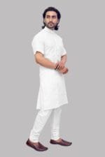 Men's White Half Sleeve Modi Kurta - view 2