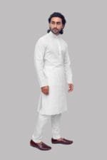Men's White Cotton Khadi Kurta - view 2