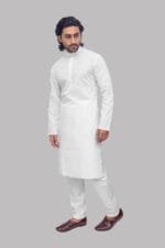 Men's White Cotton Khadi Kurta - view 3