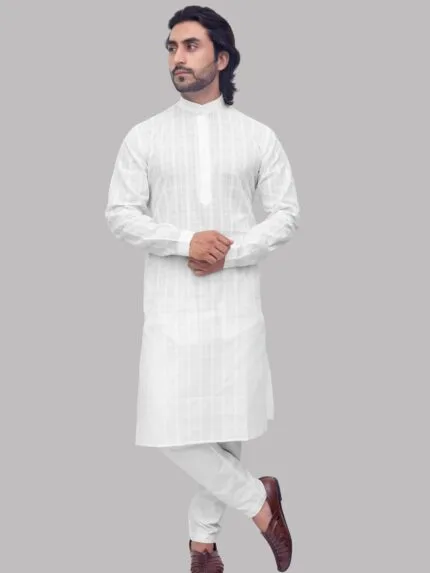 Men's Self-Design Cotton Kurta - Patwa & Company