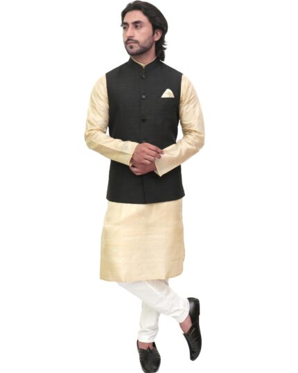 Men’s Black Nehru Jacket – Elegant Ethnic Waistcoat