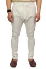 Men's Cream Churidar Pyjama with Button & Zip - Patwa & Company
