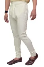 Men's Cream Churidar Pyjama with Button & Zip - view 4