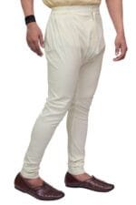 Men's Cream Churidar Pyjama with Button & Zip - view 2