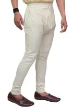Men's Cream Churidar Pyjama with Button & Zip - view 2