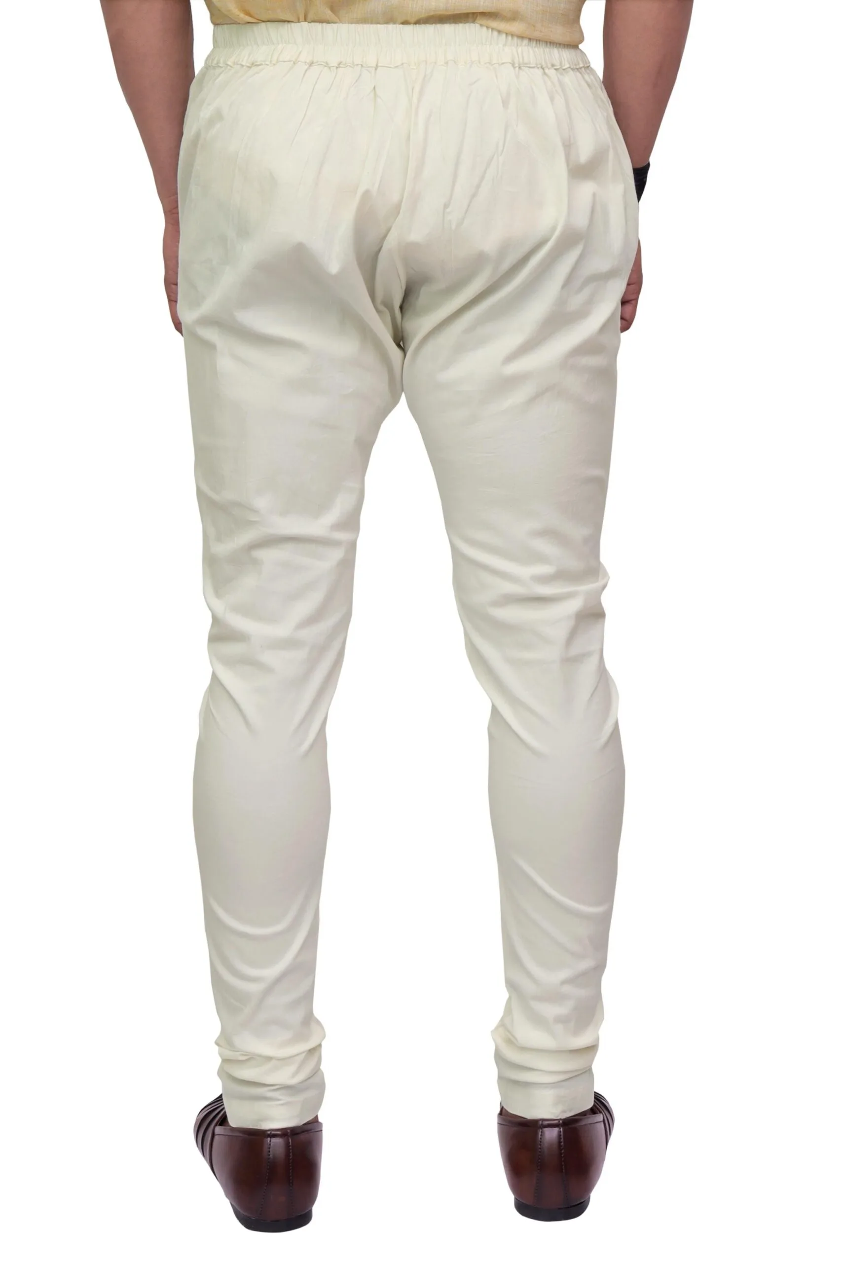 Men's Cream Churidar Pyjama with Button & Zip - view 3