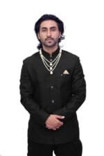 Black Jodhpuri Coat for Men with Bottom Fabric – Stitched Jacket + Unstitched Pant - Patwa & Company