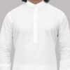 Close-up of cambric cotton fabric and detailing on men’s kurta by Patwa