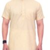 Close-up texture of breathable cotton fabric on Patwa kurta