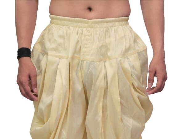 Close-up of waistband and silk pleats in Patwa dhoti pant