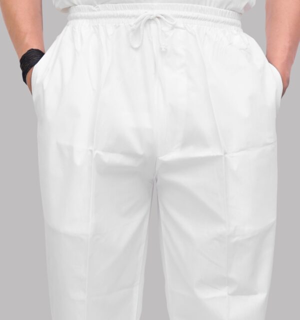 Close-up of waistband and pockets on Patwa cotton pyjama – elastic and flat string detail