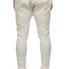 Back angle of slim-fit cream churidar pyjama for men – breathable cotton
