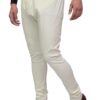 Side angle of slim-fit cream churidar pyjama for men – breathable cotton