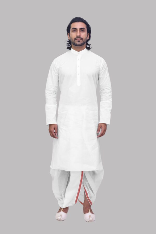 Front view of men’s cambric cotton kurta worn by model – Patwa ethnicwear