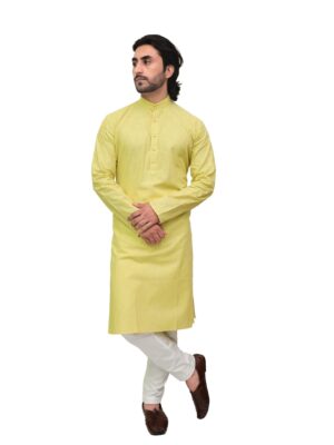 Front view of men’s colored cotton kurta by Patwa – breathable ethnicwear