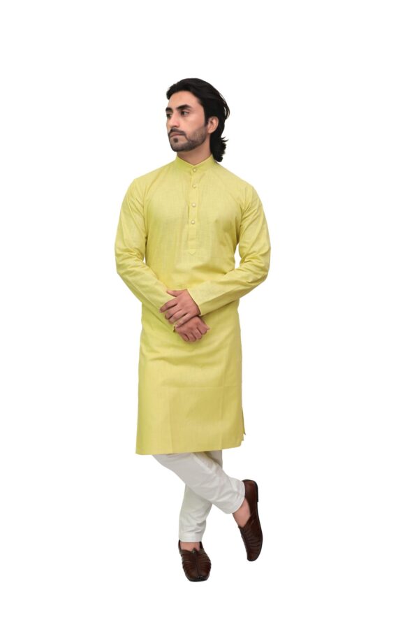 Front view of men’s colored cotton kurta by Patwa – breathable ethnicwear