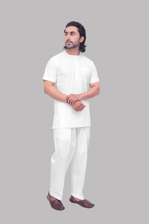 Men’s Short Kurta in White – High-Quality Ethnic Wear by Patwa