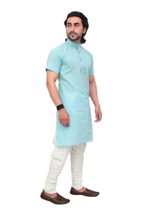 Side profile of cotton Modi kurta for men in vibrant color – Patwa Jaipur