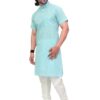 Side profile of cotton Modi kurta for men in vibrant color – Patwa Jaipur