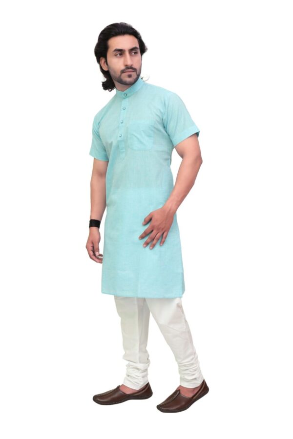 Side profile of cotton Modi kurta for men in vibrant color – Patwa Jaipur