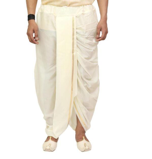 Front view of men’s silk dhoti for festive wear – Patwa collection