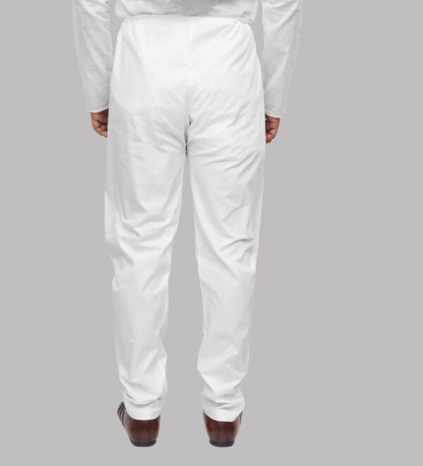 Back view of white cotton Aligari pyjama – ethnic bottomwear by Patwa