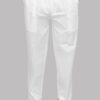 Front view of men’s white cotton pyjama with flat strings and pockets – Patwa