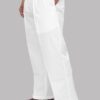 Left side view of white cotton pyjama showing elastic waist and pocket – Patwa ethnicwear