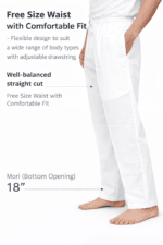 Men's White Cotton Pyjama with Elastic & Pockets - view 4