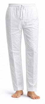 Men's White Cotton Pyjama with Elastic & Pockets - view 2