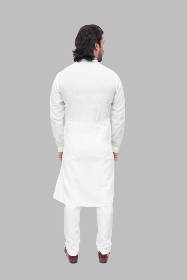 Back view of hand-embroidered Chikankari kurta – breathable cotton