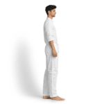 Men's White Cotton Pyjama with Elastic & Pockets - view 7