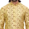 Closeup of printed silk kurta fabric for men | Patwa & Co.