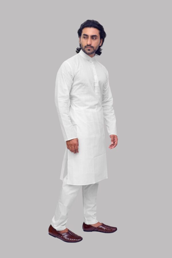 Side profile of handwoven cotton khadi kurta for men