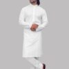 Front view of white khadi kurta for men by Patwa Jaipur