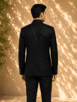 Men's Black Sequin Embroidered Jodhpuri Bandhgala Suit - view 3