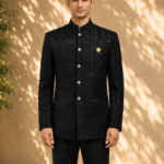 Men's Black Sequin Embroidered Jodhpuri Bandhgala Suit