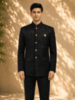 Men's Black Sequin Embroidered Jodhpuri Bandhgala Suit - Patwa & Company