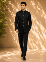 Men's Black Sequin Embroidered Jodhpuri Bandhgala Suit - view 5