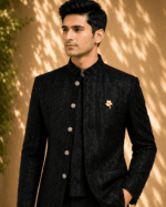 Men's Black Sequin Embroidered Jodhpuri Bandhgala Suit - view 6