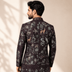 Men's Plum Mughal Wildlife Indo-Western Sherwani Set - view 3