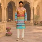 Men's Multicolour Kutchi Patchwork Printed Cotton Kurta - Patwa & Company