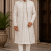 Ivory Cream Embroidered Sherwani - Patwa & Company