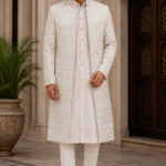 Ivory Cream Embroidered Sherwani