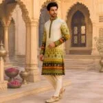 Men's Mehndi Green Ombre Cotton Kurta - Patwa & Company
