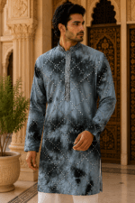 Shibori Sequin Mirror Work Kurta Pyjama Set - view 2
